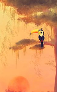 Preview wallpaper toucan, bird, art, tree, branch