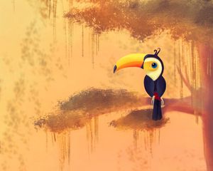 Preview wallpaper toucan, bird, art, tree, branch