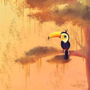 Preview wallpaper toucan, bird, art, tree, branch