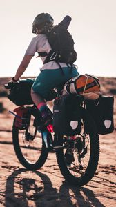 Preview wallpaper tourist, bicycle, hiking, camping