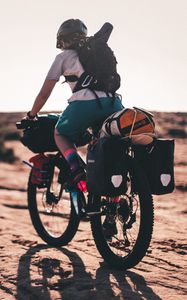 Preview wallpaper tourist, bicycle, hiking, camping