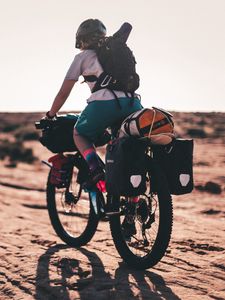 Preview wallpaper tourist, bicycle, hiking, camping