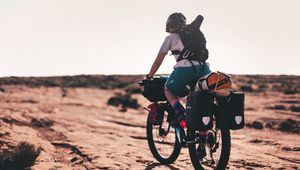 Preview wallpaper tourist, bicycle, hiking, camping