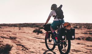 Preview wallpaper tourist, bicycle, hiking, camping