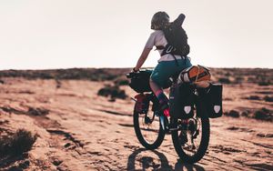 Preview wallpaper tourist, bicycle, hiking, camping