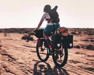 Preview wallpaper tourist, bicycle, hiking, camping