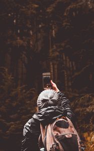 Preview wallpaper tourist, walk, mood, forest, travel