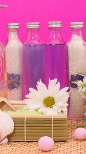 Preview wallpaper towels, lotions, stones, flowers, aromatherapy