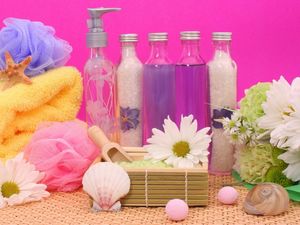 Preview wallpaper towels, lotions, stones, flowers, aromatherapy