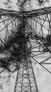 Preview wallpaper tower, antenna, clouds, sky, bw