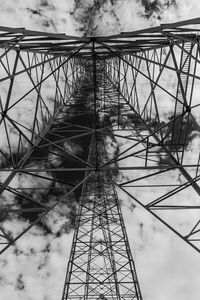 Preview wallpaper tower, antenna, clouds, sky, bw