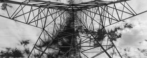 Preview wallpaper tower, antenna, clouds, sky, bw