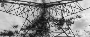Preview wallpaper tower, antenna, clouds, sky, bw