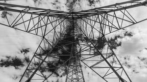 Preview wallpaper tower, antenna, clouds, sky, bw
