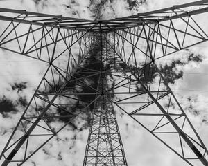 Preview wallpaper tower, antenna, clouds, sky, bw