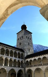 Preview wallpaper tower, arches, balconies, architecture