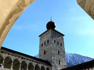 Preview wallpaper tower, arches, balconies, architecture