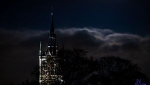 Preview wallpaper tower, architecture, backlight, night, dark
