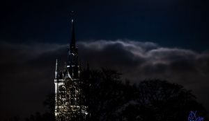 Preview wallpaper tower, architecture, backlight, night, dark