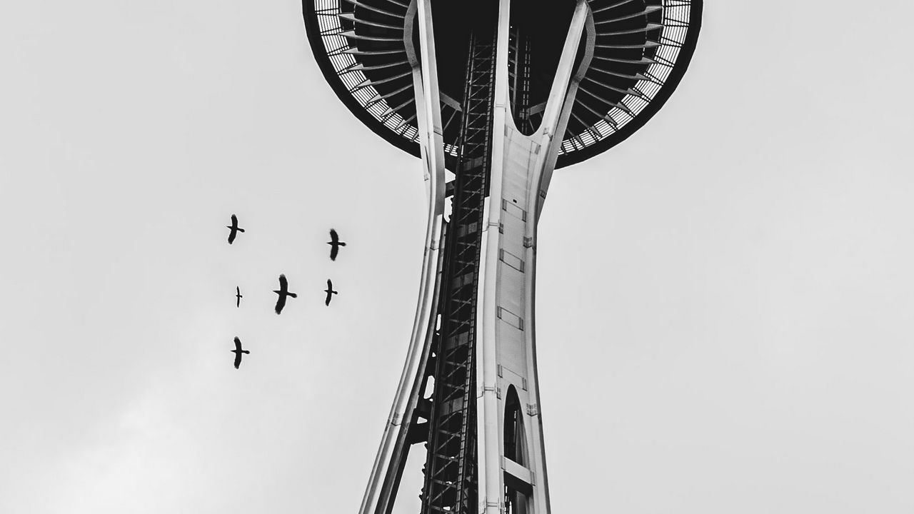 Wallpaper tower, architecture, bw