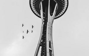 Preview wallpaper tower, architecture, bw