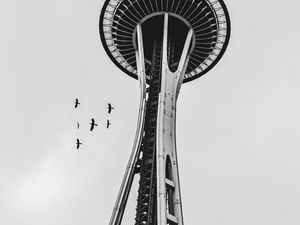Preview wallpaper tower, architecture, bw