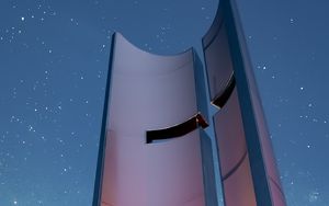 Preview wallpaper tower, architecture, construction, modern, starry sky