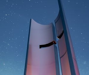 Preview wallpaper tower, architecture, construction, modern, starry sky