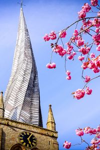 Preview wallpaper tower, architecture, flowers, sakura