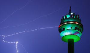 Preview wallpaper tower, backlight, architecture, night, sky, dark