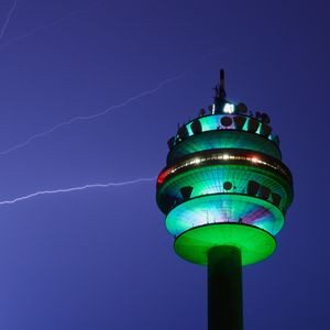 Preview wallpaper tower, backlight, architecture, night, sky, dark