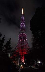 Preview wallpaper tower, backlight, night city, tokyo, japan, light