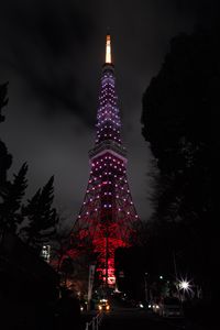 Preview wallpaper tower, backlight, night city, tokyo, japan, light