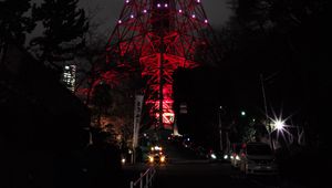 Preview wallpaper tower, backlight, night city, tokyo, japan, light