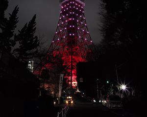 Preview wallpaper tower, backlight, night city, tokyo, japan, light