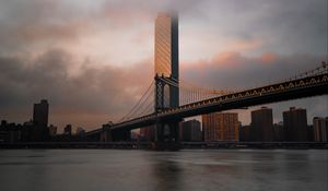 Preview wallpaper tower, bridge, buildings, architecture, city, coast