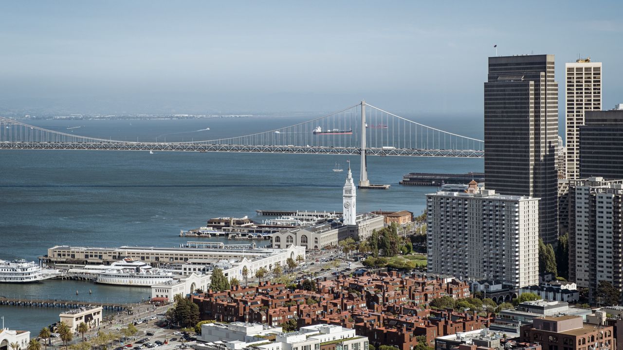 Wallpaper tower, bridge, buildings, city