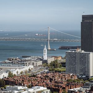 Preview wallpaper tower, bridge, buildings, city