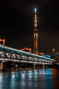 Preview wallpaper tower, bridge, lights, tokyo, japan