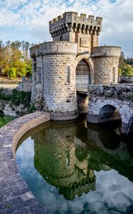 Preview wallpaper tower, bridge, water, reflection