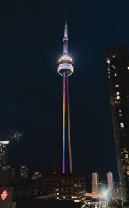 Preview wallpaper tower, building, architecture, backlight, city, night