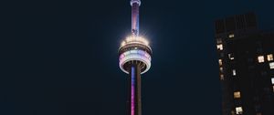 Preview wallpaper tower, building, architecture, backlight, city, night