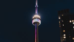 Preview wallpaper tower, building, architecture, backlight, city, night