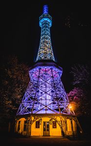 Preview wallpaper tower, building, architecture, backlight, construction, metallic