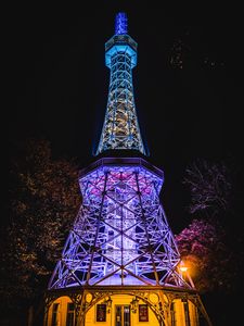 Preview wallpaper tower, building, architecture, backlight, construction, metallic