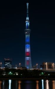 Preview wallpaper tower, building, architecture, city, backlight, night