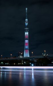 Preview wallpaper tower, building, architecture, backlight, night city