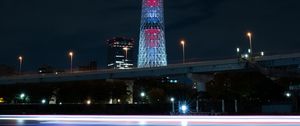 Preview wallpaper tower, building, architecture, backlight, night city