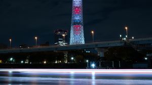 Preview wallpaper tower, building, architecture, backlight, night city