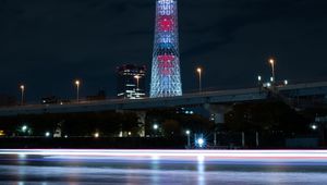 Preview wallpaper tower, building, architecture, backlight, night city